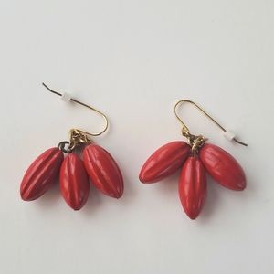 Vintage Boutique Dark Red Wooden Trio Earrings
